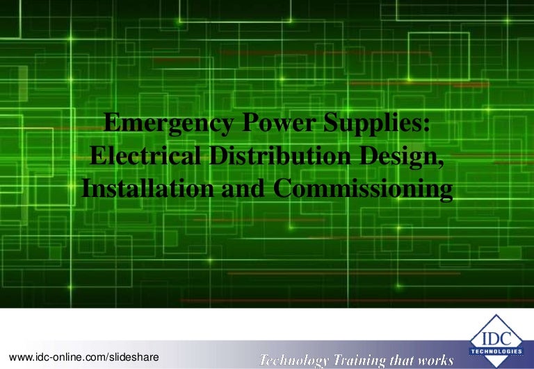 Emergency Power Supplies Electrical Distribution Design, Installation…