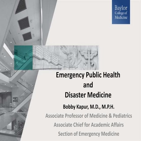 Emergency Public Health & Disaster Medicine