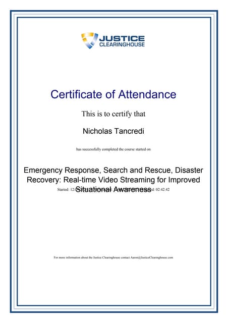 Emergency Response, Search and Rescue, Disaster Recovery Real-time Video Streaming for Improved Situational Awareness