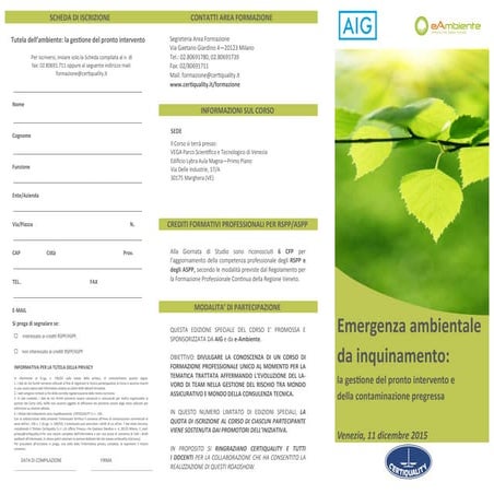 Emergenza ambientale da inquinamento 