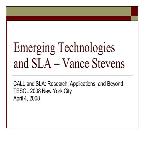 Emerging Technologies And Sla – Vance Stevens
