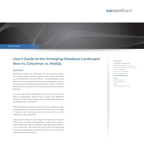Emerging database landscape july 2011