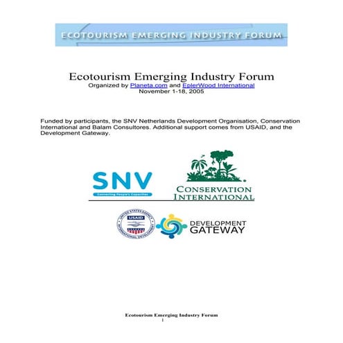 Ecotourism Emerging Industry Forum (2005)