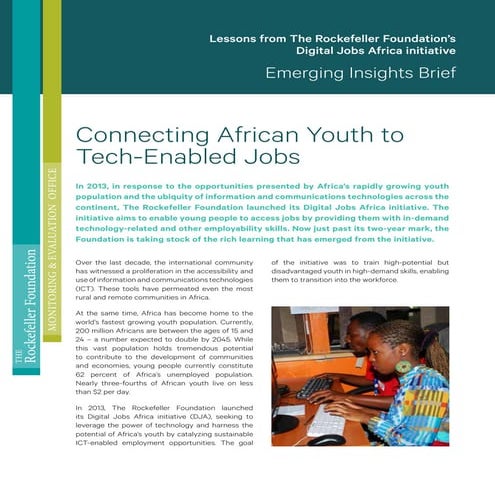 Emerging Insights Brief: Connecting African Youth to Tech Enabled Jobs