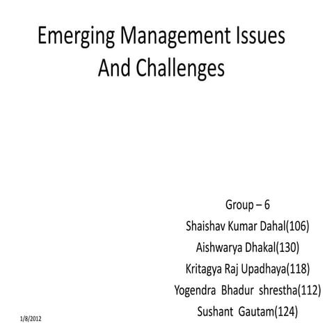 Emerging management issues and challenges