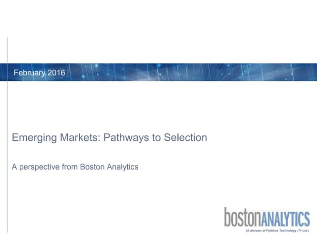Emerging Markets: Pathways to Selec...