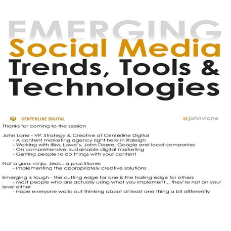 Emerging Social Media Trends, Tools and Technologies