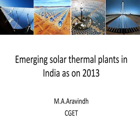 Emerging solar thermal plants in india as on 2013
