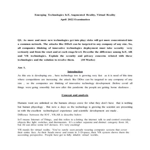 Emerging Technologies IoT, Augmented Reality, Virtual Reality - A - ST.docx