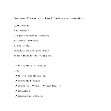 Emerging Technologies Assignment InstructionsOverviewThe stu | DOCX