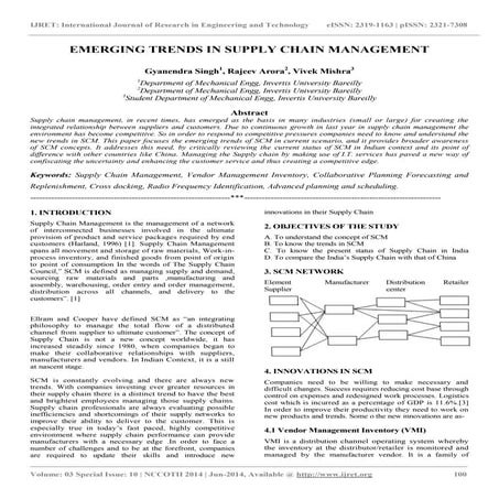 Emerging trends in supply chain management