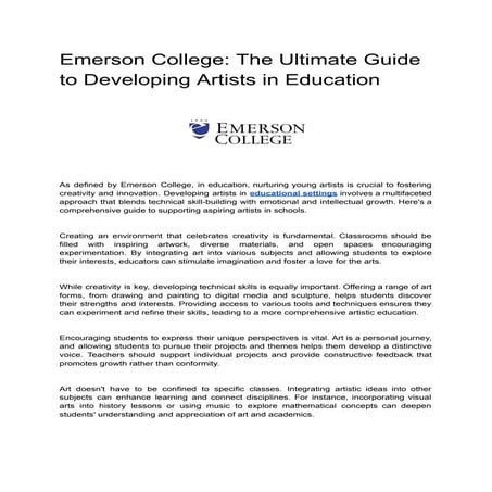 Fostering Creativity: The Role of Art in the Curricular School | PDF