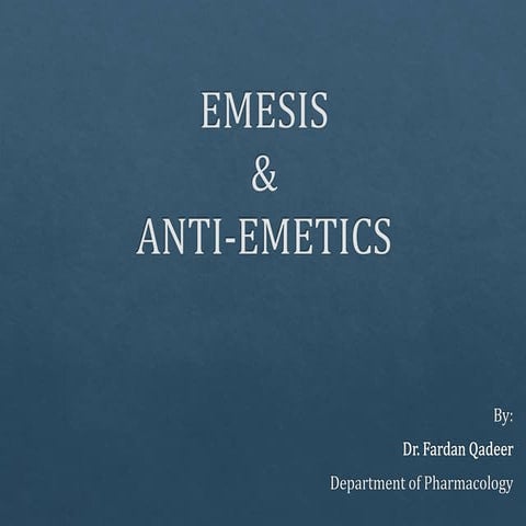 Emesis and anti emetic drugs