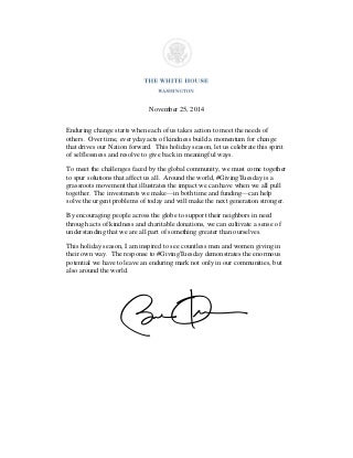 President Obama's #GivingTuesday Message