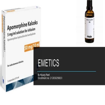 Emetics Drug Class of Pharmacology in Pharmacy | PPT