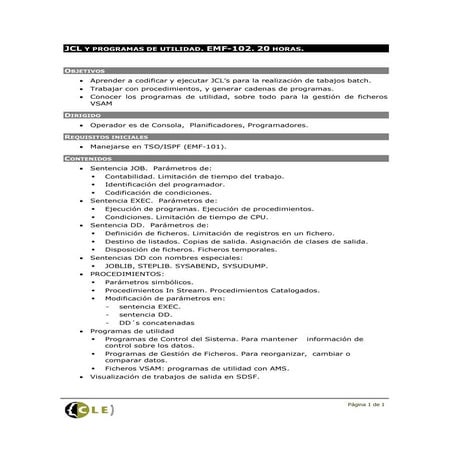 Curso Mainframe JCL Y PROGRAMAS DE UTILIDAD. EMF-102. | PDF