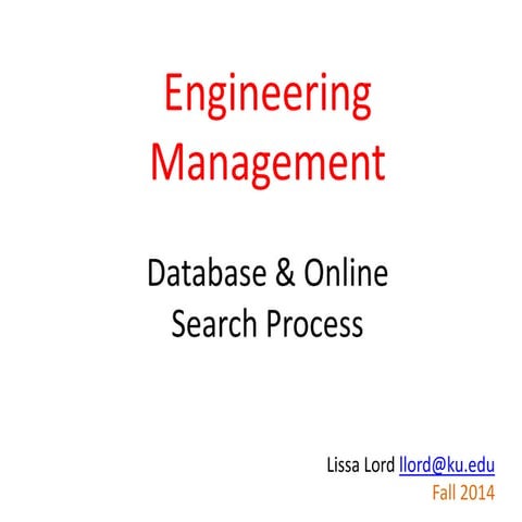 Engineering Management Database Research