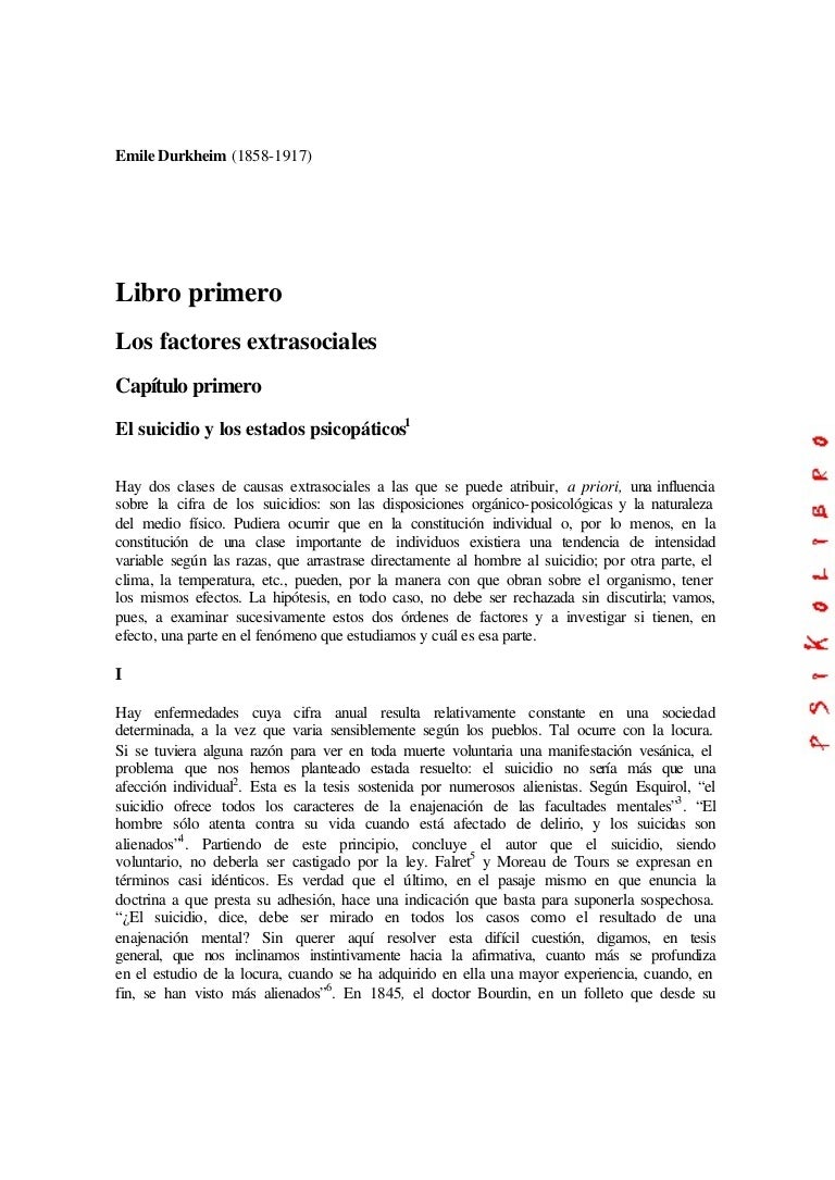 Emile Durkheim El Suicidio