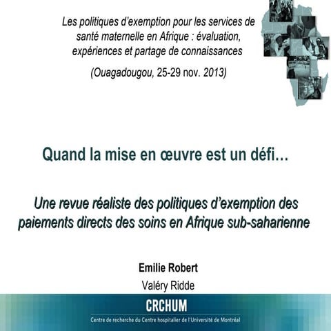 Quand la mise en oeuvre présente des défis... Une synthèse réaliste des polit...