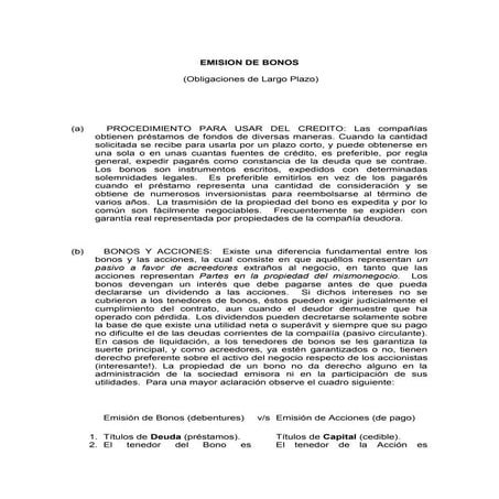 Emision de bonos