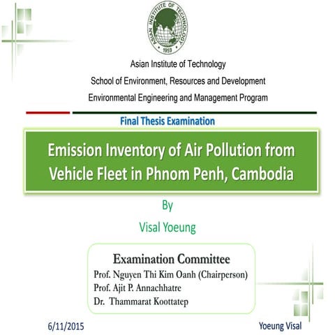 Emission  inventory of air pollution from vehicle fleet in phnom penh