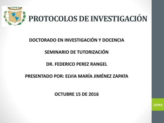 Presentación protocolo de investigación | PPSX