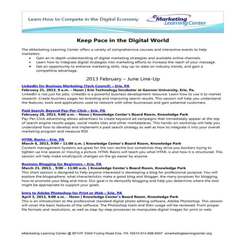 2013 Winter - Spring Training Schedule