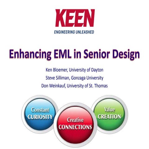 Enhancing EML in Senior Design - Ken Bloemer, Steve Silliman, and Don Weinkauf