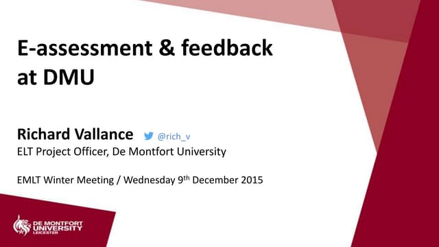 E-assessment & feedback at DMU