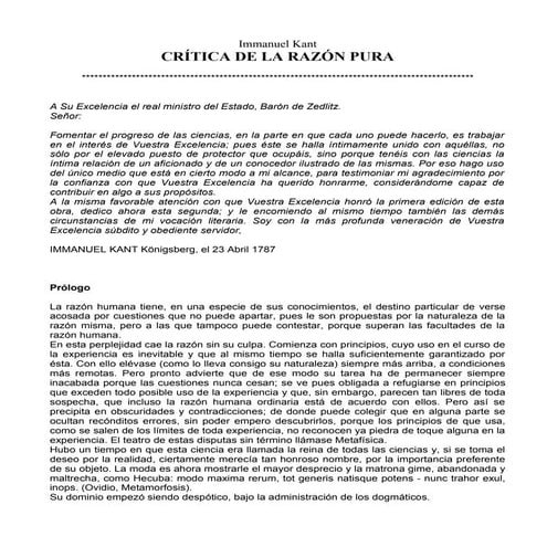 Emmanuel kant :crítica de la razón pura
