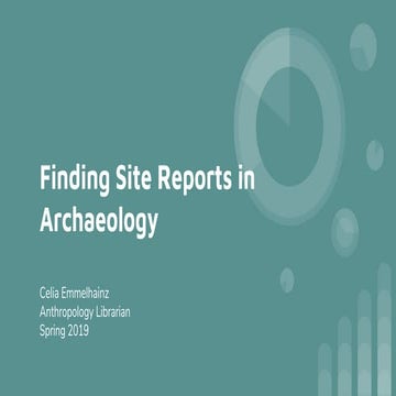 Finding Site Reports in Archaeology