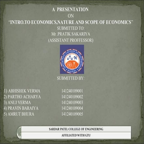 Introduction to Economics ,Nature and scope of economics