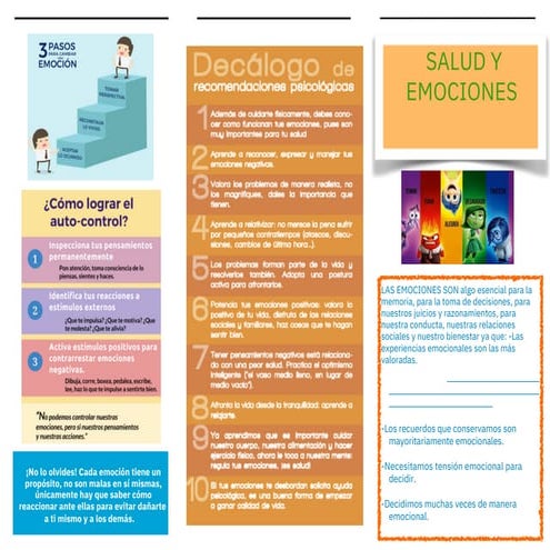 Folleto/ triptico de las emociones y salud mental | PDF