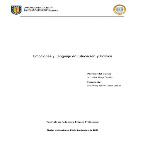 Emociones Y Lenguaje En EducacióN Y PolíTica