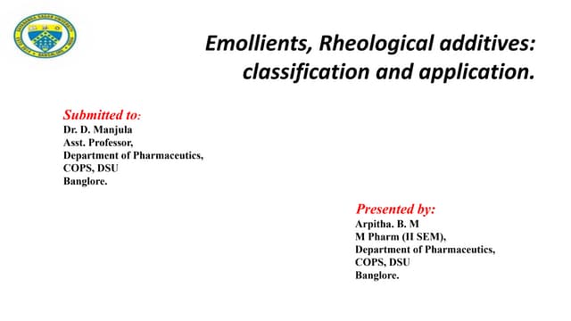 Emollients rheological additives classification and application