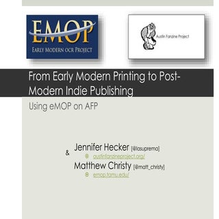 From Early Modern Printing to Post-...