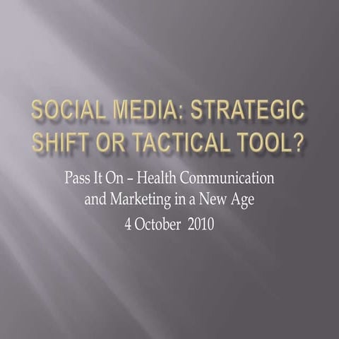Social Media: Strategic Shift or Tactical Tool?