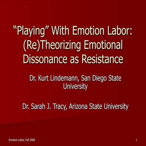 Emotion Labor Colloquim Presentation Fall 2006