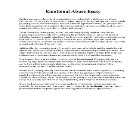 Emotional Abuse Essay. Soka University of America