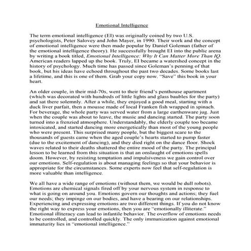 Emotional intelligence