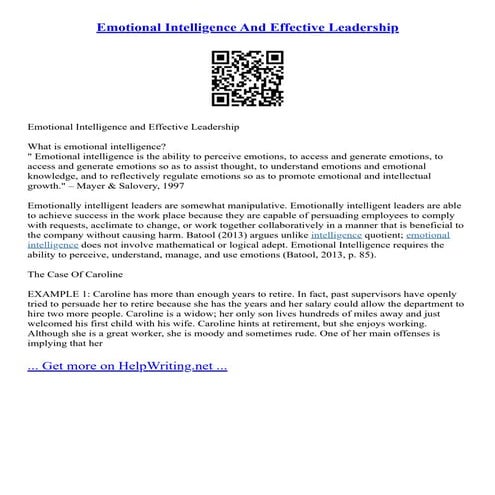 Emotional Intelligence And Effective Leadership | PDF