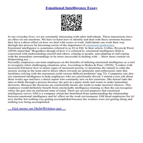 Emotional Intelligence Essay