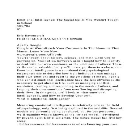 Emotional Intelligence The Social Skills You Werent Taught in Sc.docx