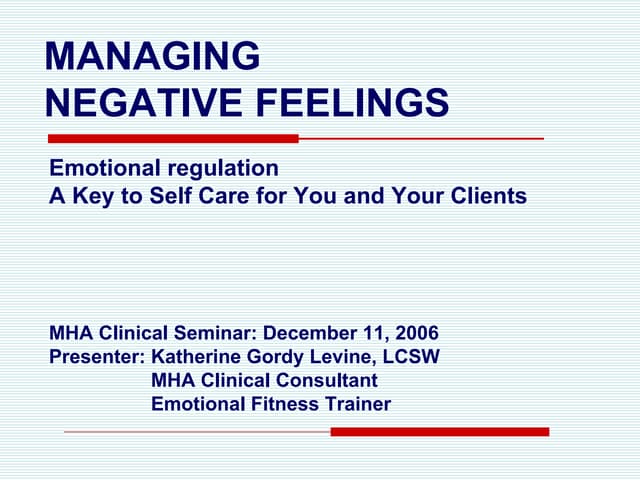 Emotional Regulation Lecture