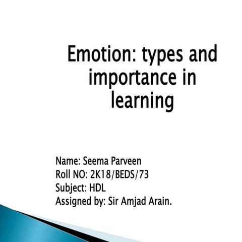 Emotion types and importance in learning
