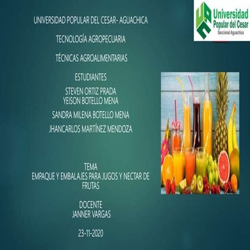 Empaques  y ambalajes de los jugos y nectar de frutas