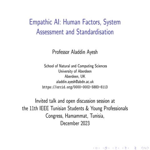 Empathic AI: Human Factors, System Assessment and Standardisation