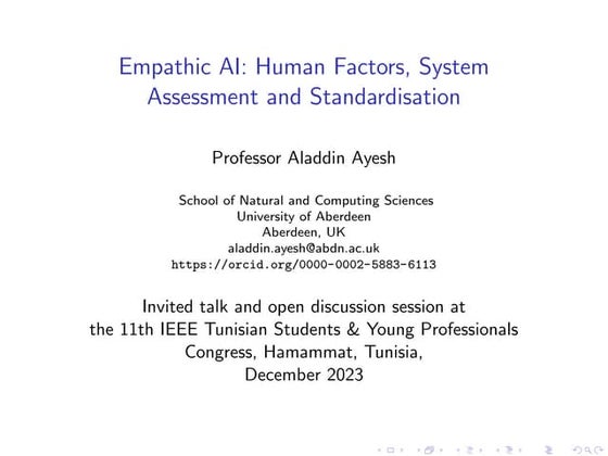 Empathic AI: Human Factors, System Assessment and Standardisation