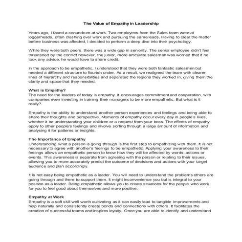 The Value of Empathy in Leadership