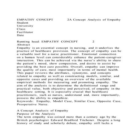 EMPATHY CONCEPT2A Concept Analysis of EmpathyStudentUniversi